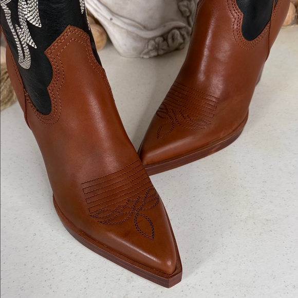Dolce Vita Blanch Cowboy Boot Size 7.5 Brown/Black NWOB - Picture 8 of 11